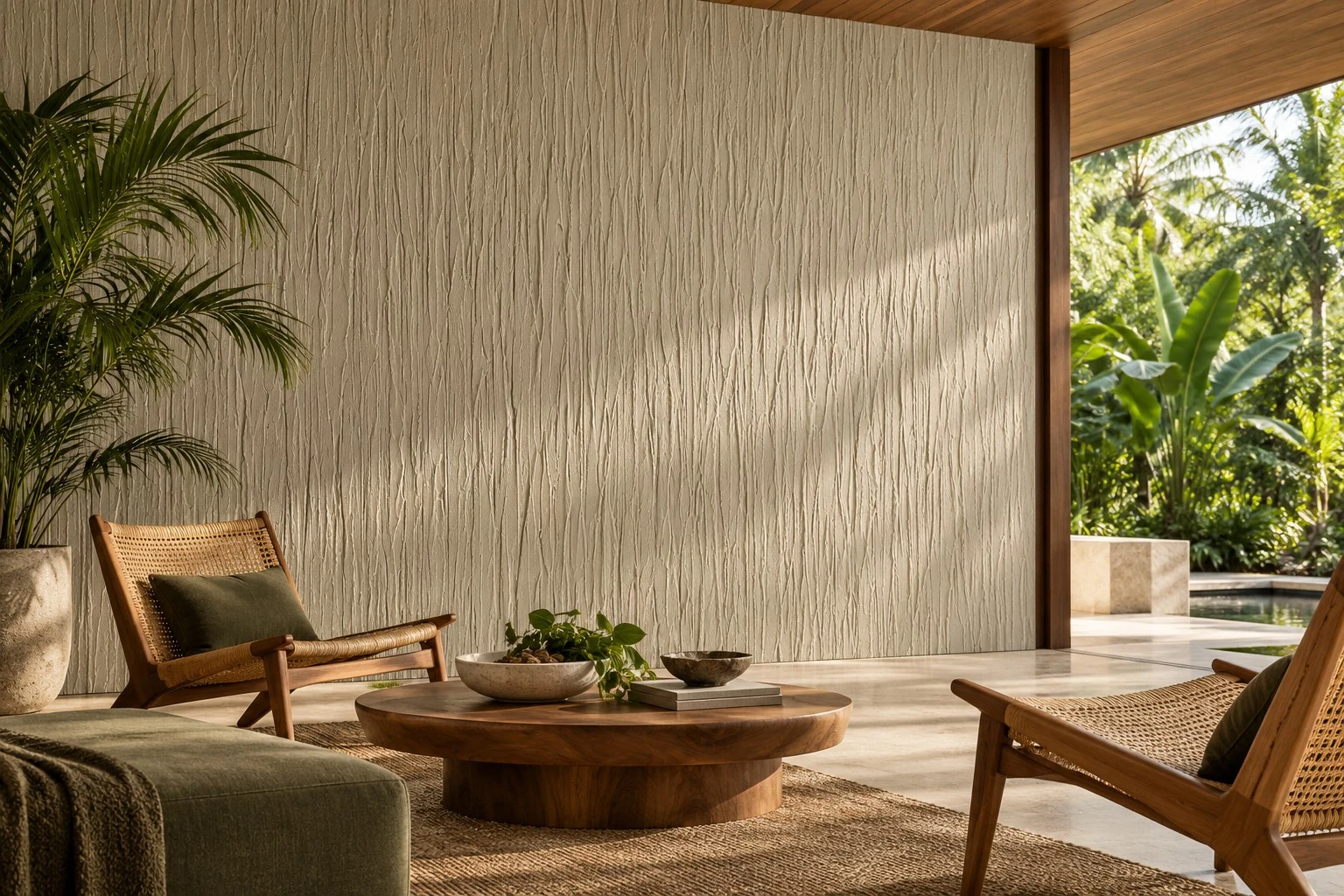 Verticale, naturale. Ambientazione della finitura rigata.